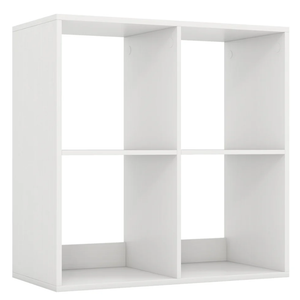 4 Cube Bookshelf with Back Guardrail for Living Room Bedroom, White