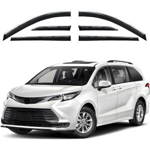 Rain Guards Window Visors 6 Piece Set for Toyota Sienna 2021 2022 2023 2024 2025 / Safe RAIN Out-Channel Guard Deflector(for Sienna 21-25 6-Piece Set Chrome)