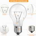 100 Watt Incandescent Light Bulbs, A19 100 WATT Incandescent Bulb Shatter Resistant Rough Service Light Bulb 100 WATTS A19 Shape, E26 Standard Base 2 Pack