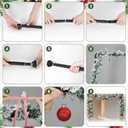 17.7-51.1 Garland Hanger for Door Frame Tension Rod with Christmas Garland Xmas Red Ball Ornaments Pink Bows for Doorway Front Door Mantel Window Outdoor