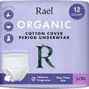 Rael Disposable Underwear for Women, Organic Cotton Cover - Postpartum Essentials, Leak Locker, Unscented, Maximum Coverage (Size L-XL, 12 Count)