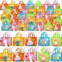 Abbylike 100 Pack Large Easter Gift Bags Bulk Reusable Easter Tote Bags with Handles Non Woven Treat Baskets for Egg Hunt Party Favors, 12.8 x 9.8 x 6.7 Inch