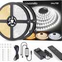 NOVOSTELLA 79ft(2rolls) Tunable White LED Strip Light Kit 2688LEDs Dimmable 3000K-6500K 24V Flexible Tape Remote Ribbon for Stage Bedroom Party Kitchen Stair Living Room Ceiling Daylight Warm White, 79ft, Non-Waterproof