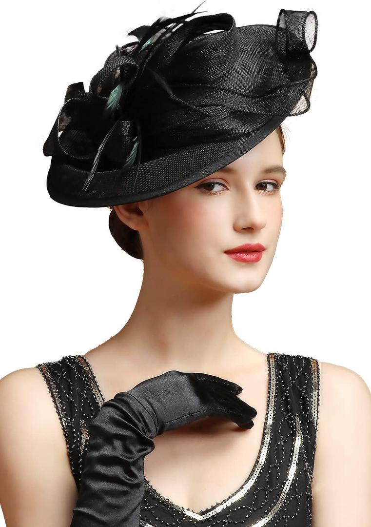 Fascinator Feather Tea Party Pillbox Derby Hat Cocktail Wedding Bridal Fascinators Headband for Women