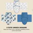 Cute Castle 3-Pack Baby Swaddle Sleep Sacks - Newborn Swaddle Sack - Ergonomic Baby Swaddles Blanket Warp for Boys and Girls - Baby Essentials (0-3 Months - Blue)