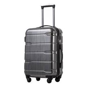 Coolife Luggage Expandable 28" Suitcase PC+ABS Spinner Built-In TSA lock 20in 24in 28in Carry on (Charcoal., L(28in)