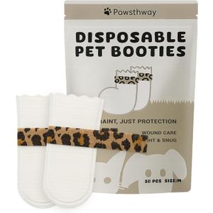 Disposable Dog Booties for Dogs & Cats, Waterproof & Breathable Paw Protectors with Integrated Medical-Grade Self-Adhesive Bandage Easy On/Off, Prevent Licking & Wound Recovery, 20 Pack (Small)