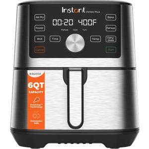 Instant Pot 6QT VORTEX Plus Air Fryer, 6-in-1, Air Fry, Broil, Dehydrate, Crisp, Roast, Reheat, Bake, Dishwasher-Safe Airfryer basket, from the Makers of Instant Pot, Stainless Steel