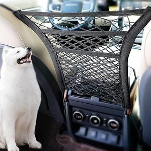 3-Layer Car Mesh Organizer Storage Between Front Seats Kid Dog Pet Net Barrier Car Net Pocket Elastic Tissue Purse Holder Netting for SUV, Van