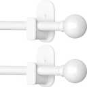 TKZTKZ Curtain Rods No Drilling for Windows 2 Pack:No Drill Small White Curtain Rod with Adhesive Brackets for Bedroom, 5/ 8" Apartment Renter Friendly Adjustable Drapery Rods 18-45" Easy Install