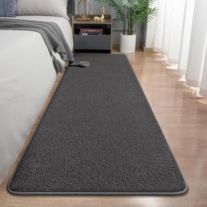 Runner Rug for Hallway, 2x8 Feet Non-Slip Washable Dark Grey Long Area Rug Runners for Hallways Bedroom, Soft Modern Comfy Memory Foam Runner Rugs Indoor Carpet for Kitchen Entrance Living Room