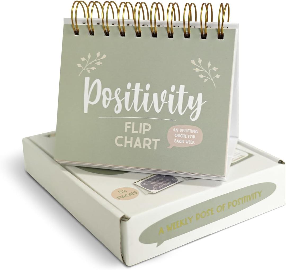 Positivity Motivational Weekly Calendar, Inspirational Gifts for Women, Daily Flip Desk Inspirational Quotes to Brigthen Your Day, Desk Decor Office Gift for Coworkers, Teacher Appreciation Gifts, Green