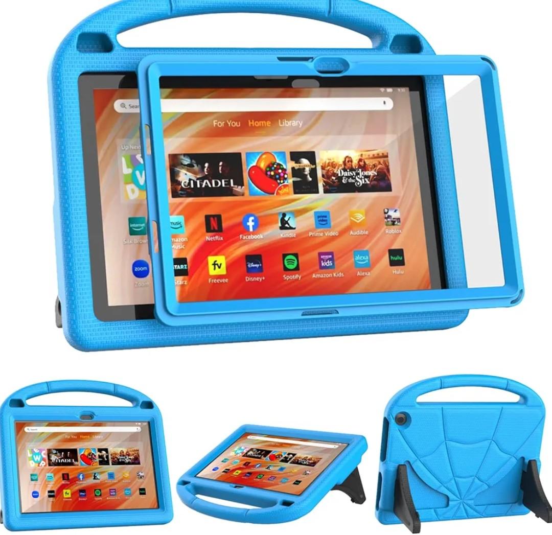Fire HD 10 & HD 10 Plus Tablet Case for Kids(13/11th Gen, 2023/2021 Release)- Patamiyar Lightweight Shockproof Case with Screen Protector Handle Stand for Fire HD 10 Kids&Kids Pro -Blue