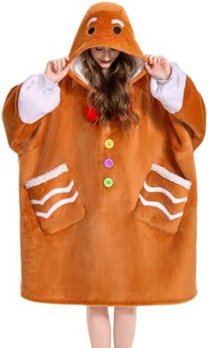 OLAOLA Wearable Blanket Hoodie for Adults - Oversized Animal Hooded Blanket - Soft Warm Cozy Sherpa Fleece Sweatshirt, One Size