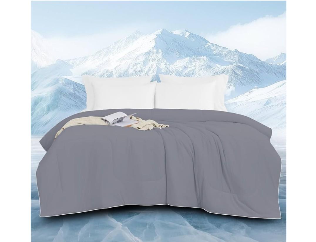 Downluxe Cooling Comforter, Cooling Blankets for Hot Sleepers, Cold Blanket, Summer Blanket Twin Size with Q-Max>0.4 Arc-Chill Cooling Fiber, Dark Grey