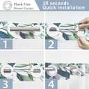No Hook Shower Curtain with Snap in Liner Set, Blue Hummingbird Eucalyptus Design, Waterproof Fabric Floral Shower Curtains for Bathroom Decor with See Through Mesh Top Window 71x74 Inch