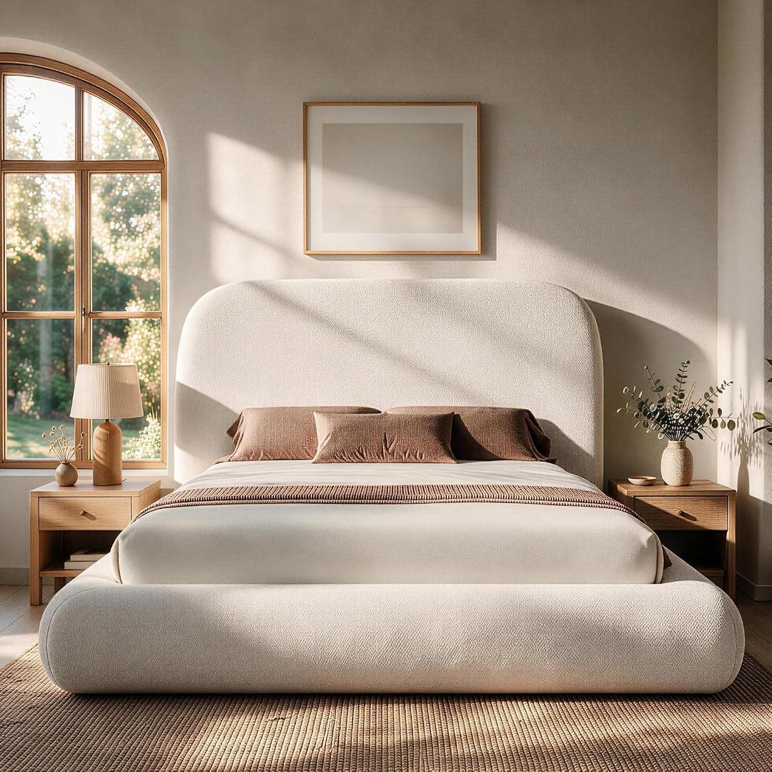 YITAHOME King Size Bed Frame,Soft Cloud Bed with Footboard, Rounded Corners