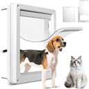 Never Rust Plastic Dog Door with Soft Clear Magnetic Flap and Snap-in Closing Panel, 15x18'' 2-Way Locking Pet Door for Doors and Walls up to 2.17'' Thick, Weatherproof Cat Door, Easy to Install (L)
