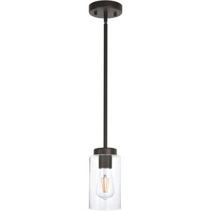 One Light Chandeliers Modern Clear Glass Pendant Lighting Oil Rubbed Bronze Dining Room Lighting Fixtures Hanging Contemporary Lamp Semi Flush Mount Ceiling Lights