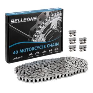 #40 Roller Chain - 10 Feet #40 Chain with 5 Connecting Links for Go Karts, Mini Bikes, Scooters, Motorcycles, Bycicles, ATV, MTV, Dirt Bike and Other Industrial Machinery - 240 Links