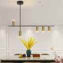 Siittoo Pendant Light Fixtures, Dimmable Modern LED Chandelier Lighting with Spotlights, Adjustable Linear Hanging Pendant Light for Kitchen Island Dining Room Living Room (Black,Gold 30W) (L01 Gold,Black-Cross-Dim-30W)