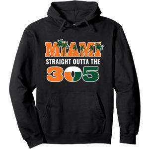 Straight Outta The 305 Miami Florida Pride Lifestyle Pullover Hoodie, L