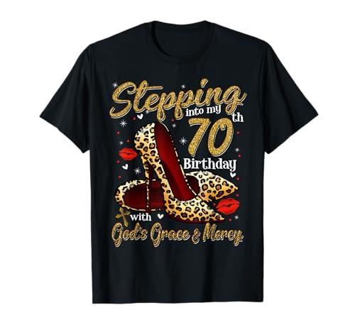 High Heels Stepping Into My 70th Birthday 70 and Fabulous T-Shirt,Small