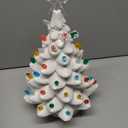 Kurt Adler 14" Battery Operated LED Lighted Ceramic White Tree Table Piece