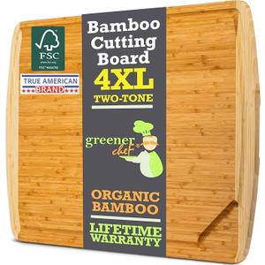 FSC® Certified 36 x 24 Inch Extra Large Bamboo Cutting Board with Lifetime Replacements – 4XL Butcher Block, Oversized Carving & Charcuterie Board, Stovetop Cover for Kitchen Counter Space