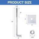 5/8 x 10 Concrete Anchor Bolts (10 Pack) L-Shaped with Large Square Plate Washers, Hot-Dip Galvanized