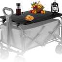 Metal Tabletop Board for Wagons Cart,Foldable Table 34"×21" Heavy Duty for Wagon,Alloy Board with Load Capacity 68LBS,Camping Essential and Gear for Outdoor Party with Family and Friends(Black)