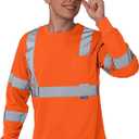 A-SAFETY Safety Shirt,High Visibility Work T Shirt Long Short Sleeve Class 3  (XS-6XL) 1 Pack