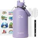 Swigina [2-IN-1 LID] Gallon Insulated Water Bottle with Silicone Boot (48hrs Cold/24hrs Hot) - DIY Stickers, Leakproof, BPA Free, 128 oz (Lavender)