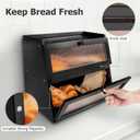Pure Bamboo Bread Box, Roomy Bread Storage Container, Keeps Homemade Bread Fresh and soft, Easy to Assembly Breadbox for Kitchen Countertop (Black)