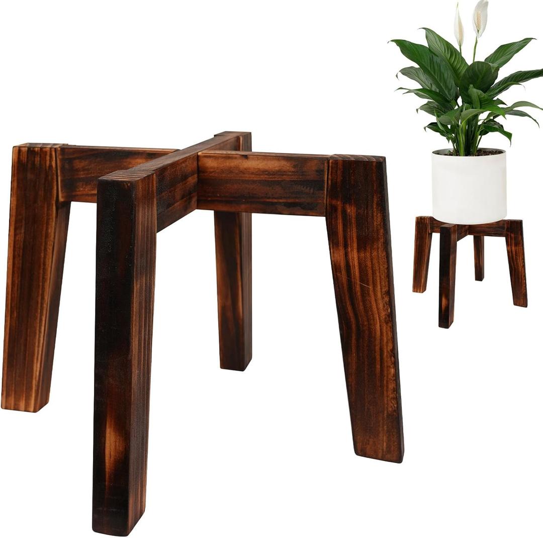 Plant Stand Indoor, Tall Stool Plants Holder for 5-15 Inch Pot, Bamboo Flower Pot Stand for Indoor Plants, Small Single Floor Plant Stand, Walnut