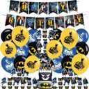 Party Decorations,Birthday Supplies For  Includes Banner Cake Topper 12 Cupcake Toppers 18 Balloons for Bat Hero Party Decorations
