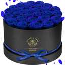 Impouo Forever Flowers, 27 Roses in A Box, Real Preserved Roses, Birthday Gift for Women, Mother's Day, Anniversary Blue Rose