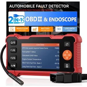 2-in-1 OBD2 Scanner & Endoscope Camera with Light, Universal Car Engine Fault Code Reader, Flexible Snake Borescope Inspection Camera, Multifunctional Automotive Mechanic Tool for Car Accessories