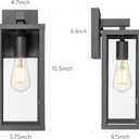 Outdoor Wall Light with Clear Glass, Anti-Rust Exterior Wall Sconce, Weather Resistant Outdoor Lantern, Exterior Lighting for Porch, Patio, Garage, Entryway (Black, 15.5" Height-2 Pack)