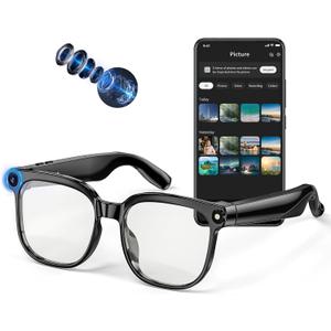 AI Smart Glasses with Camera, 4K 800W HD Video Recording Glasses with Audio, Bluetooth Sunglassess with Camera, Real-Time Translation, Voice Assistant, Object Recognition, Hands-Free Music Calls (1)