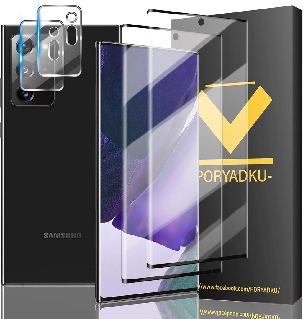 HOMEMO [2+2 Pack] for Samsung Galaxy Note 20 Ultra Screen Protector, Camera Lens Protector, Ultra Clear, Fingerprint Compatible, Anti-Scratch, Case Friendly