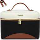 LOVEVOOK Insulated Lunch Bag for Women,Adult Lunch Box for Women,Leakproof Cooler Bag for Office Picnic Hiking Beach,Lunch Tote Bag with Adjustable Shoulder Strap (Medium, Black with Off White with Brown)