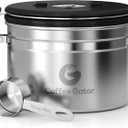 Coffee Gator Coffee Storage - 11oz Small Stainless Steel Tea and Sugar Containers - Stainless Steel Canisters with Date-Tracker, CO2 Valve for Freshness & Scoop - Silver