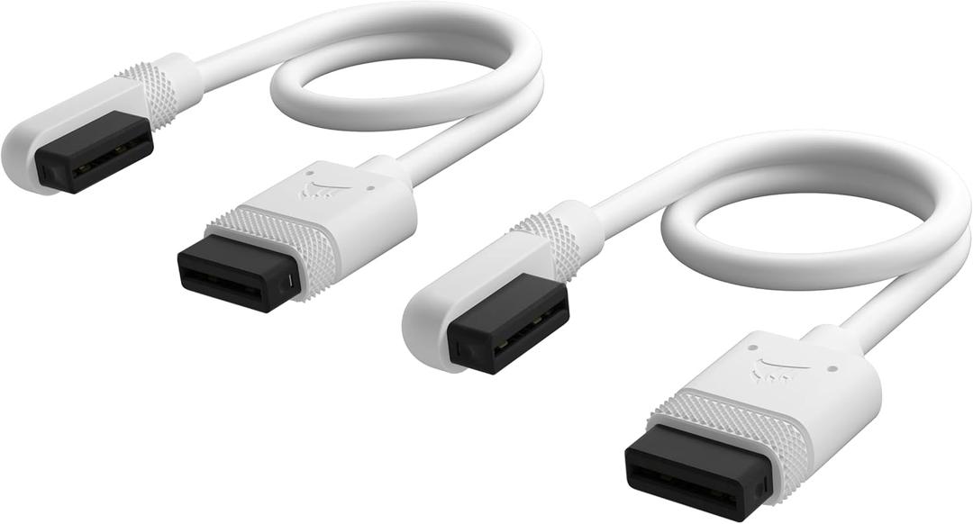 Corsair iCUE Link Slim Cables - 1X 200mm Straight/Slim 90° - White