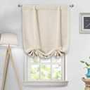 DriftAway Double Layer Linen Blackout Tie Up Curtains Thermal Insulated Fully Lined Balloon Roman Shade Bathroom Window Adjustable Rod Pocket for Small Window 31 Inch by 47 Inch Beige