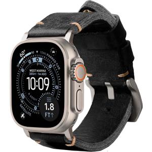 ROBUST Genuine Leather Watch Band for Men - Compatible with Apple Watch Bands 49mm - Replacement Strap for iWatch Ultra 2/1 SE, SE 2 Series 10 9 8 7 6 5 4