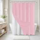 Inhousolu Boho Farmhouse Shower Curtain with Fabric Liner Set, Faux Linen Textured, 8 Metal Hooks Luxury Weighted Hem, Washable Wrinkle Free Bath Curtain for Hotel Bathroom 36" W x 72" L Pink