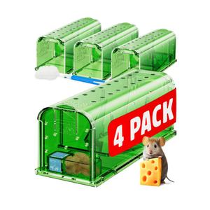 Motel Mouse Humane Mouse Traps No Kill Live Catch and Release 4 Pack - Reusable, Easy to Use & Clean, No Touch Release, Sensitive Includes Cleaning Brush, Instruction Manual & Video - Mousetrap Indoor