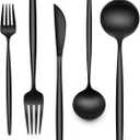 30-Piece Black Silverware Set, Flatware Set for 6, Food-Grade Stainless Steel Tableware Cutlery Set, Utensil Sets Kitchen Cutlery for Home Office Restaurant Hotel