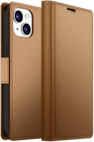 Dssairo for iPhone 15 Wallet Case, PU Leather Flip Folio Case with Card Holders Kickstand,RFID Blocking TPU Shockproof Inner Shell Phone Cover 6.1 Inch 2023 (Brown),Set Of 2